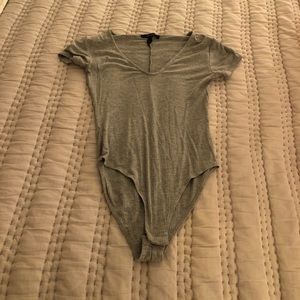 Forever 21 Grey V-Neck Bodysuit
